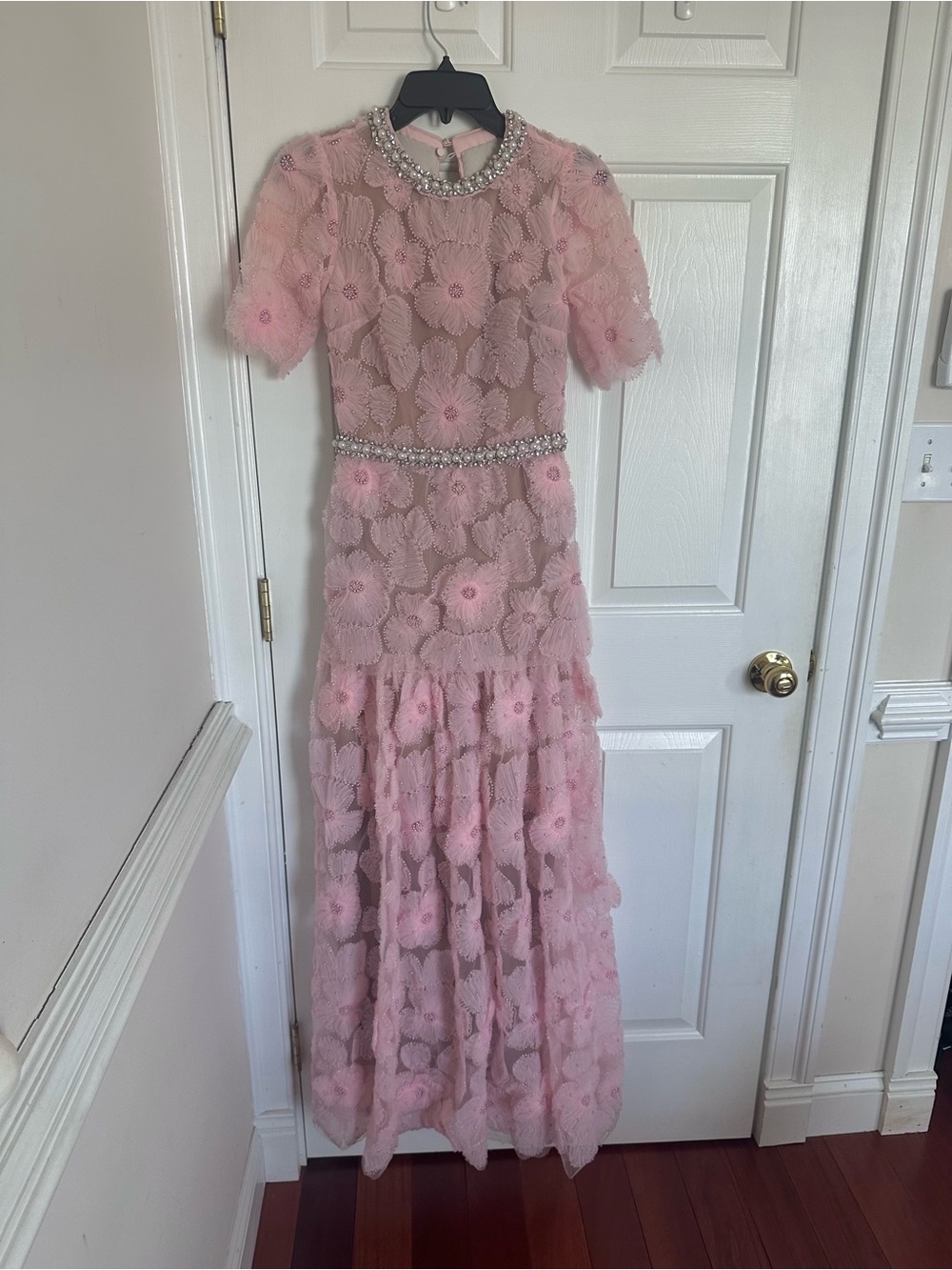 Self Portrait Pink Embellished Tulle Maxi Dress - Picture 8 of 16